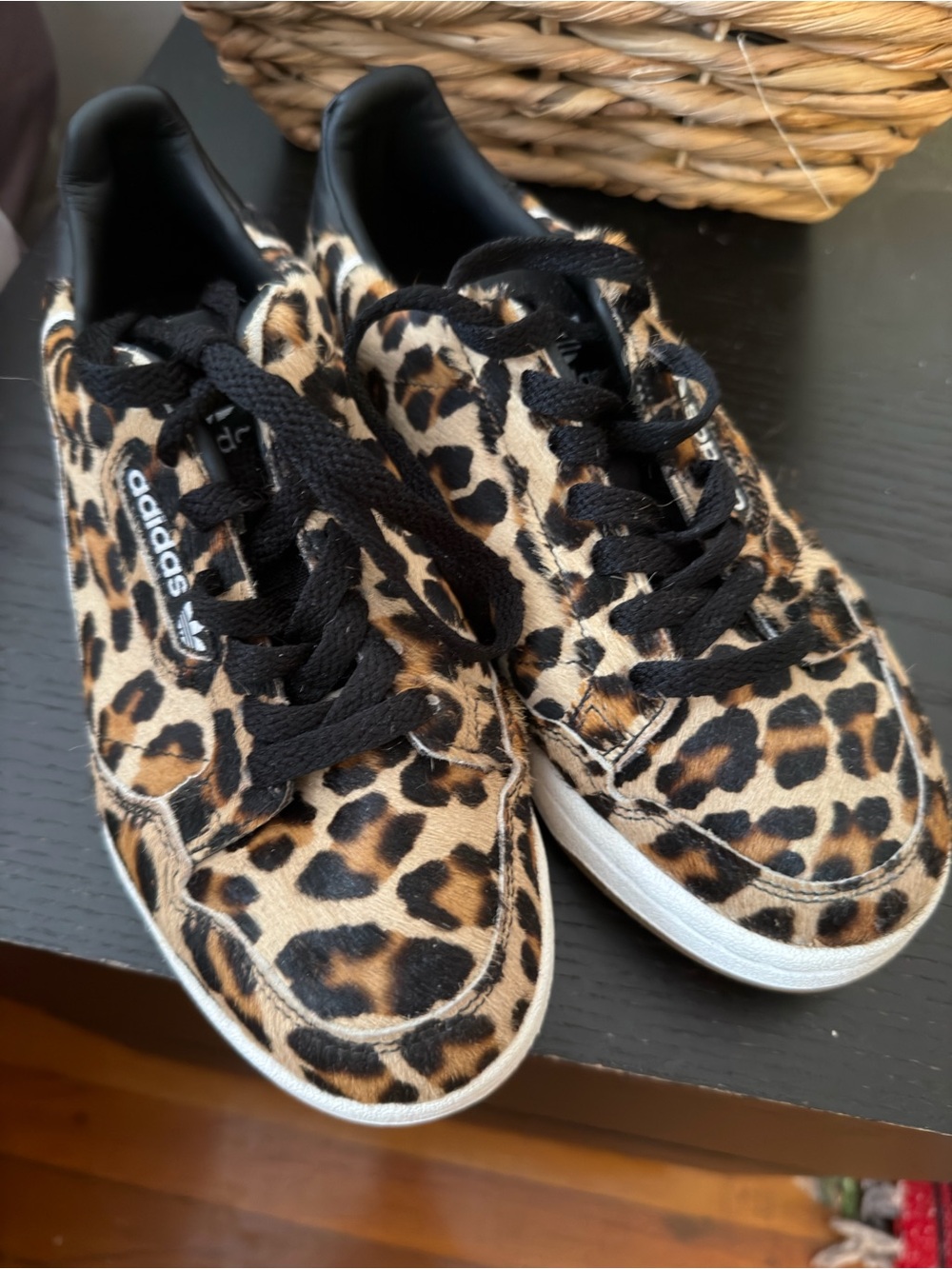 adidas Kids Leopard Print Sneakers - Black/Tan